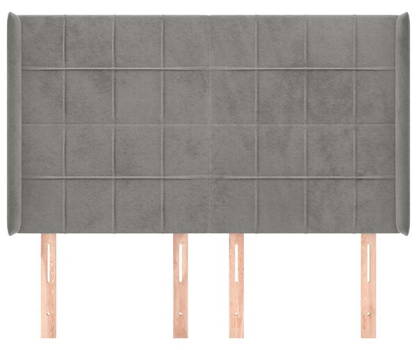 Čelo postele typu ušák světle šedé 147x16x118/128 cm samet 3119628