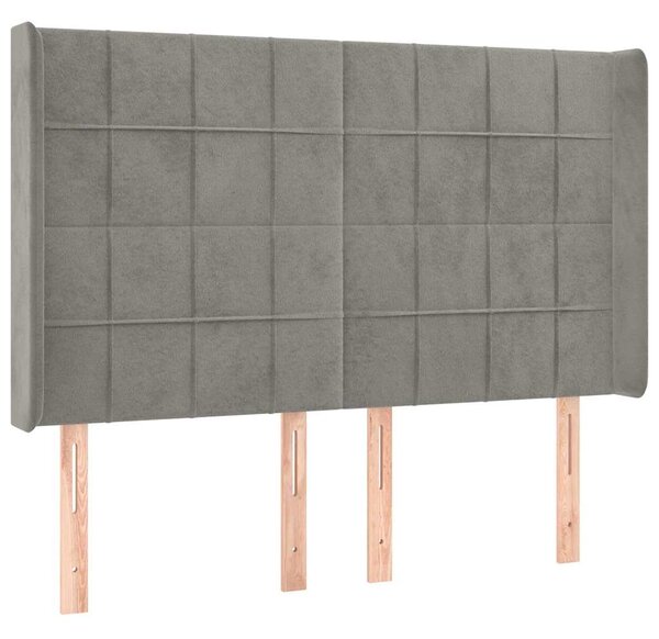 Čelo postele typu ušák světle šedé 147x16x118/128 cm samet 3119628