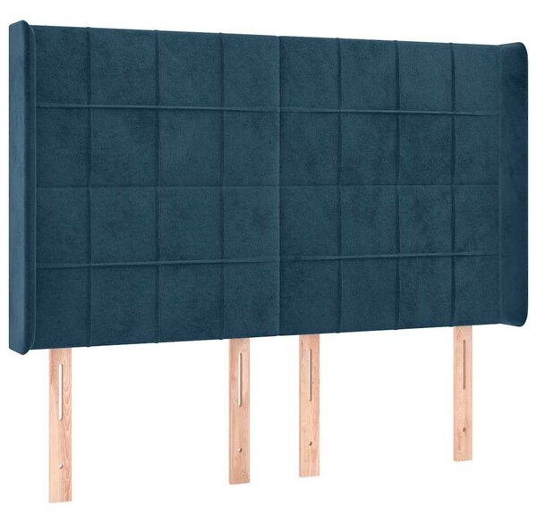 Čelo postele typu ušák tmavě modrá 147x16x118/128 cm samet 3119632