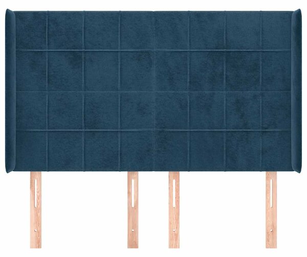 Čelo postele typu ušák tmavě modrá 147x16x118/128 cm samet 3119632