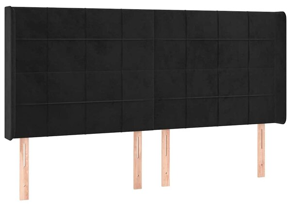 Čelo postele s LED černé 183 x 16 x 118/128 cm samet 3124110