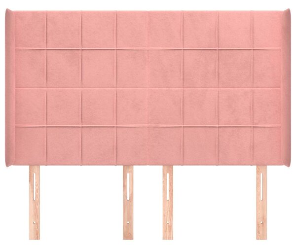 Čelo postele typu ušák růžové 147x16x118/128 cm samet 3119633