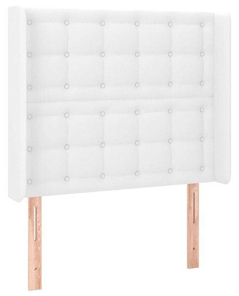 Čelo postele s LED bílé 103 x 16 x 118/128 cm umělá kůže 3124133