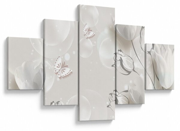 Obraz - Tulipány mezi bublinami (125x70 cm)