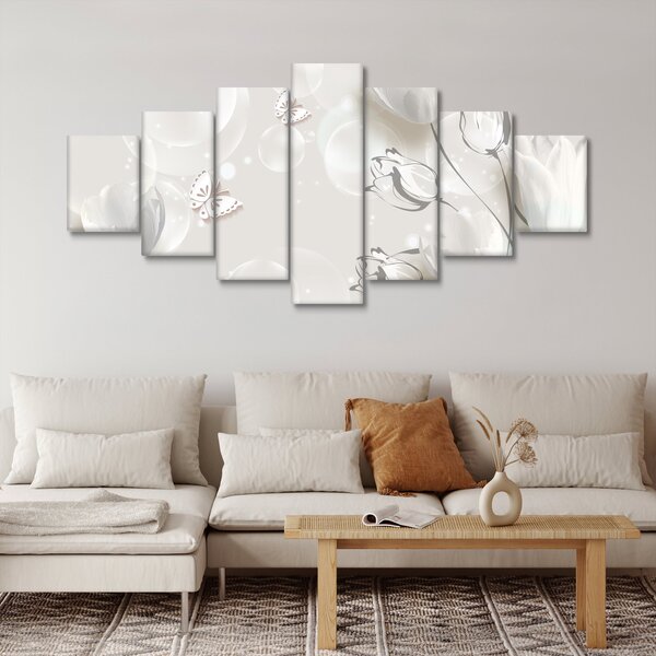 Obraz - Tulipány mezi bublinami (210x100 cm)