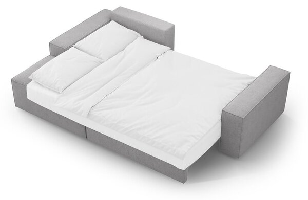 Světle šedá rozkládací rohová pohovka z textilie bouclé (levý roh) Jodie – Micadoni Home