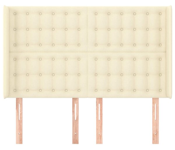 Čelo postele typu ušák krémové 147x16x118/128 cm umělá kůže 3119672