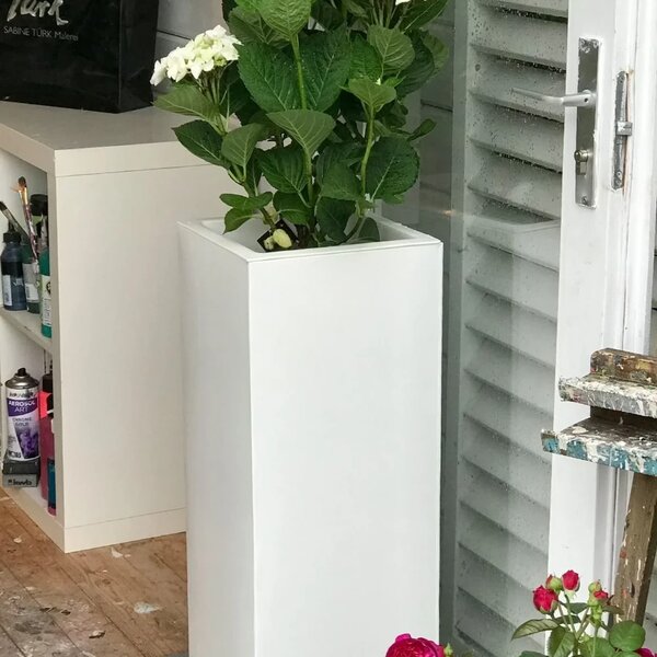 Květináč BLOCK 80, pozink, výška 80 cm, bílý, vč. zavlaž. systému