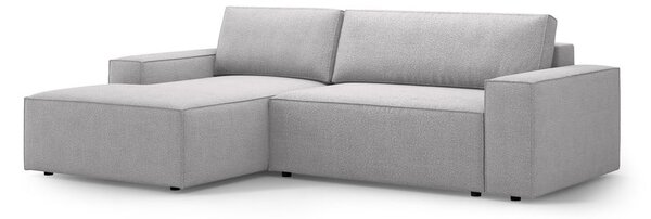 Světle šedá rozkládací rohová pohovka z textilie bouclé (levý roh) Jodie – Micadoni Home