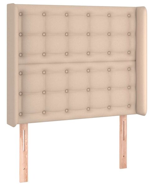 Čelo postele s LED cappuccino 103 x 16 x 118/128 cm umělá kůže 3124137