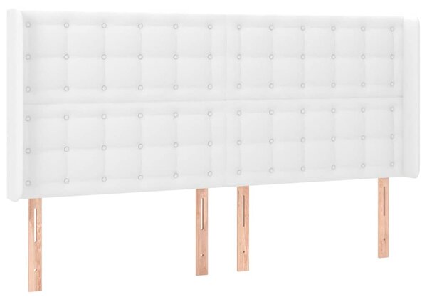 Čelo postele typu ušák bílé 203x16x118/128 cm umělá kůže 3119689