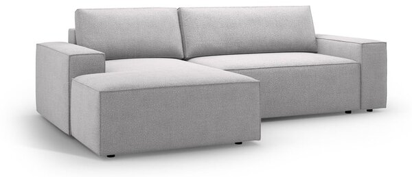 Světle šedá rozkládací rohová pohovka z textilie bouclé (levý roh) Jodie – Micadoni Home