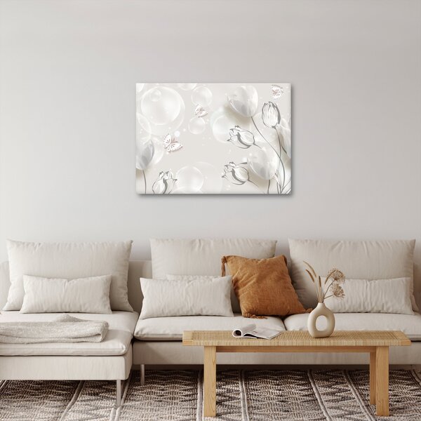 Obraz - Tulipány mezi bublinami (70x50 cm)