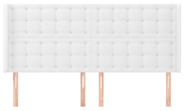 Čelo postele typu ušák bílé 203x16x118/128 cm umělá kůže 3119689