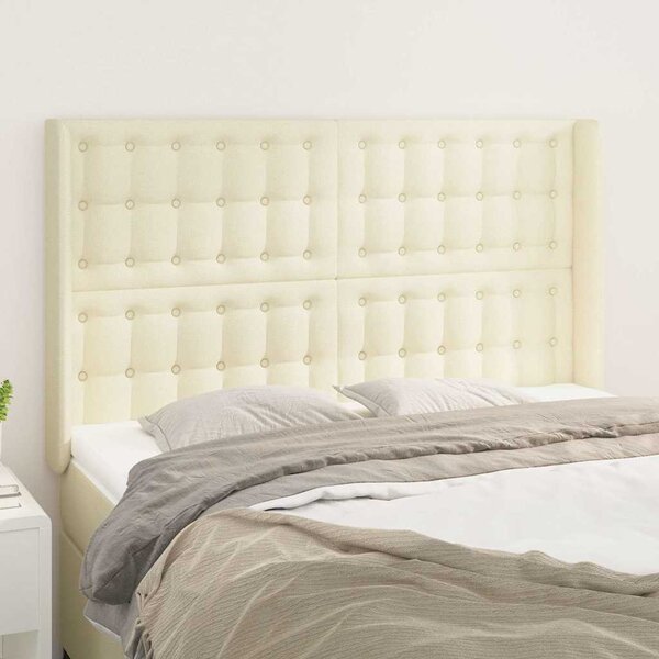 Čelo postele typu ušák krémové 147x16x118/128 cm umělá kůže 3119672