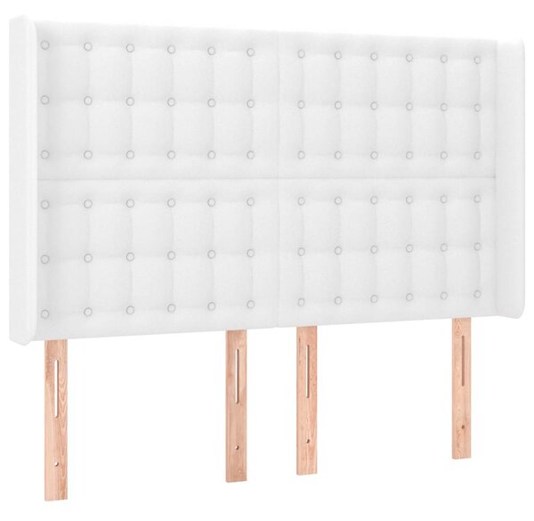 Čelo postele typu ušák bílé 147x16x118/128 cm umělá kůže 3119671