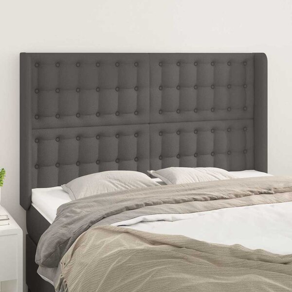 Čelo postele typu ušák šedé 147x16x118/128 cm umělá kůže 3119674