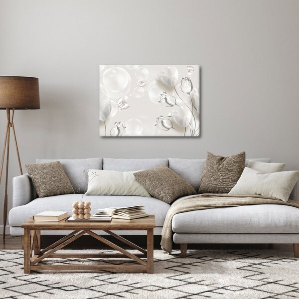 Obraz - Tulipány mezi bublinami (70x50 cm)
