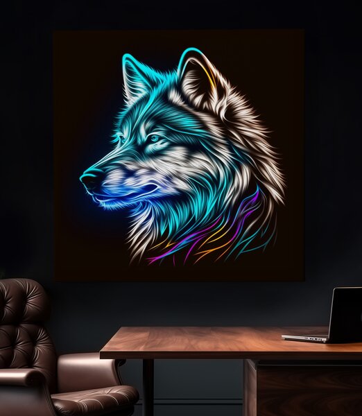 Obraz na plátně - Modro-bílý vlk, hlava FeelHappy.cz Rozměr (Šířka/Výška): 60 x 60 cm