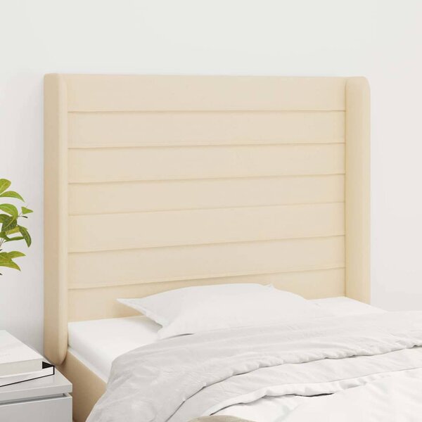Čelo postele typu ušák krémové 93x16x118/128 cm textil 3119707