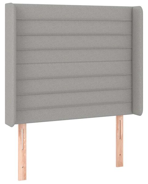 Čelo postele typu ušák světle šedé 83x16x118/128 cm textil 3119694