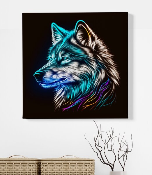 Obraz na plátně - Modro-bílý vlk, hlava FeelHappy.cz Rozměr (Šířka/Výška): 60 x 60 cm