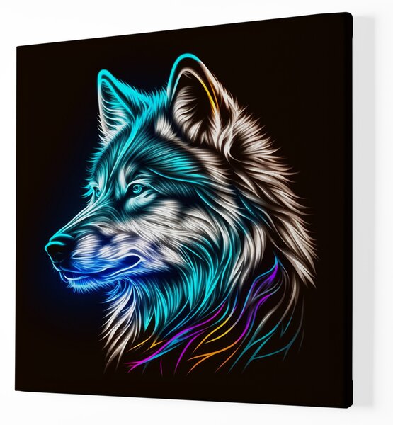 Obraz na plátně - Modro-bílý vlk, hlava FeelHappy.cz Rozměr (Šířka/Výška): 60 x 60 cm