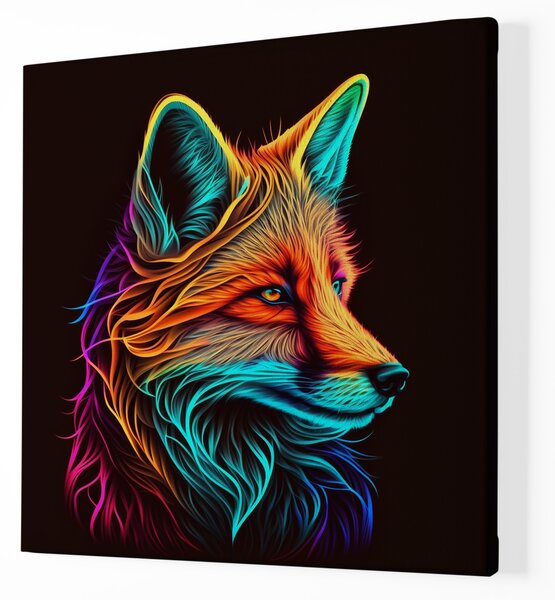 Obraz na plátně - Barevná liška, hlava FeelHappy.cz Rozměr obrazu (Šířka x Výška): 40 x 40 cm