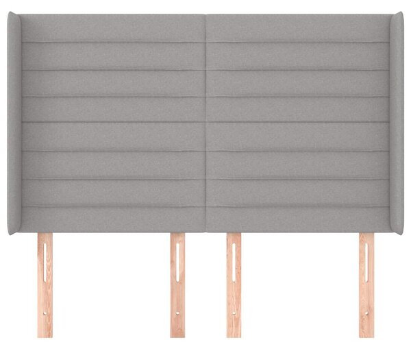Čelo postele typu ušák světle šedé 147x16x118/128 cm textil 3119718