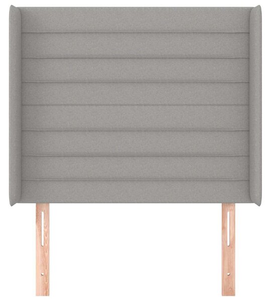 Čelo postele typu ušák světle šedé 83x16x118/128 cm textil 3119694