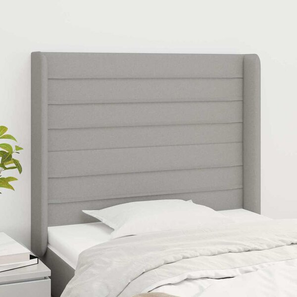 Čelo postele typu ušák světle šedé 83x16x118/128 cm textil 3119694