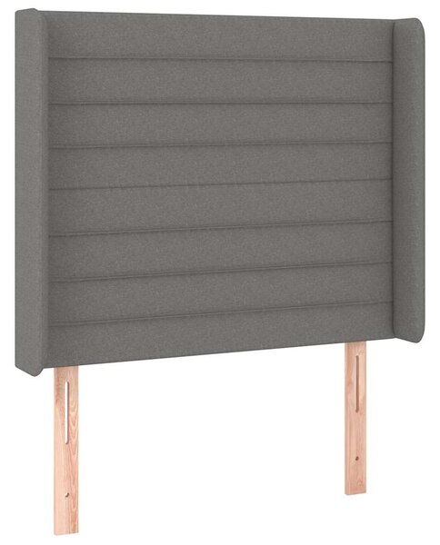 Čelo postele typu ušák tmavě šedé 93x16x118/128 cm textil 3119703