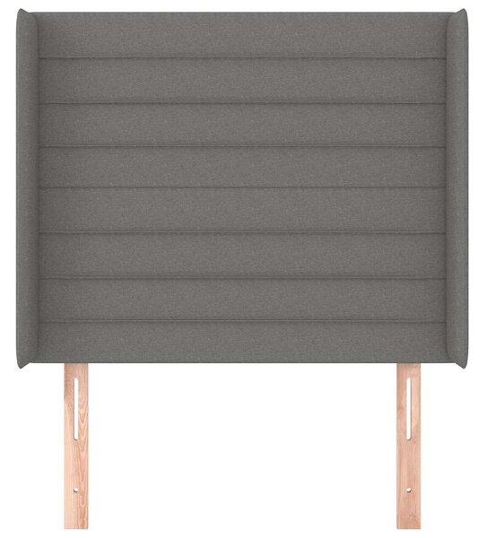 Čelo postele typu ušák tmavě šedé 93x16x118/128 cm textil 3119703