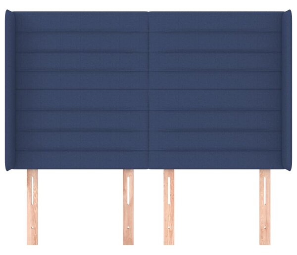 Čelo postele typu ušák modré 147x16x118/128 cm textil 3119724