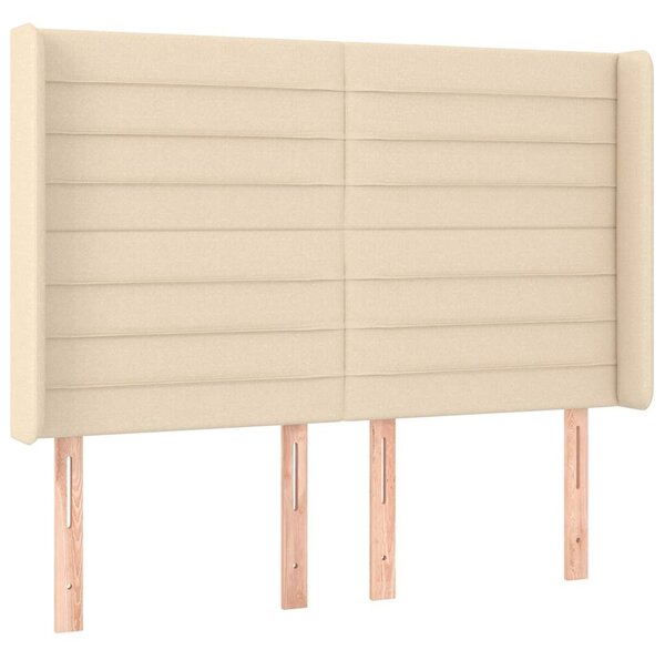 Čelo postele s LED krémové 147 x 16 x 118/128 cm textil 3124191