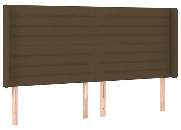 Čelo postele s LED tmavě hnědé 183 x 16 x 118/128 cm textil 3124205