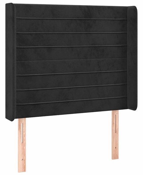Čelo postele s LED černé 83 x 16 x 118/128 cm samet 3124220
