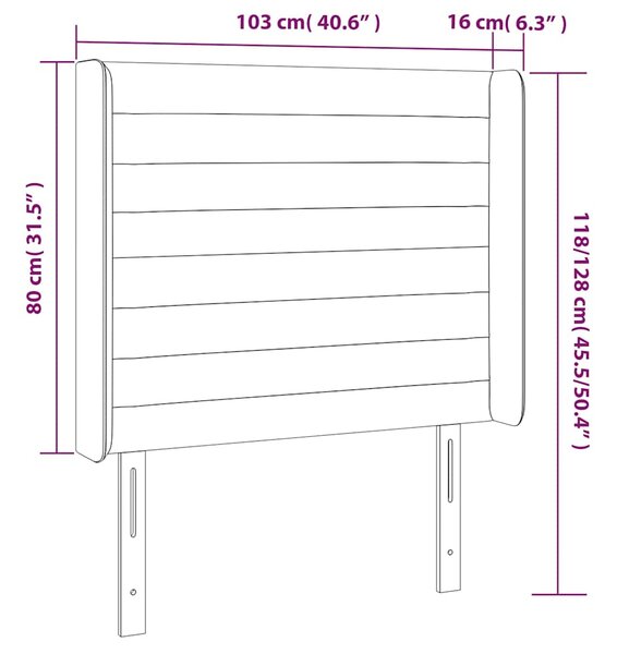 Čelo postele s LED tmavě modré 103 x 16 x 118/128 cm textil 3124234