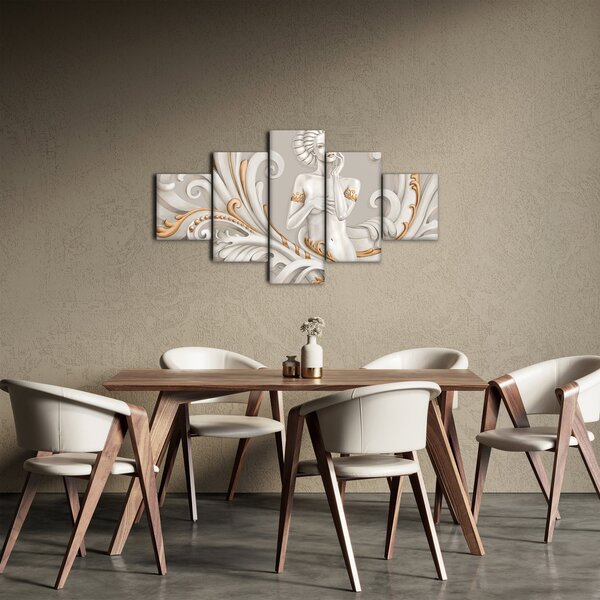 Obraz bohyně v ornamentálním pozadí (125x70 cm)