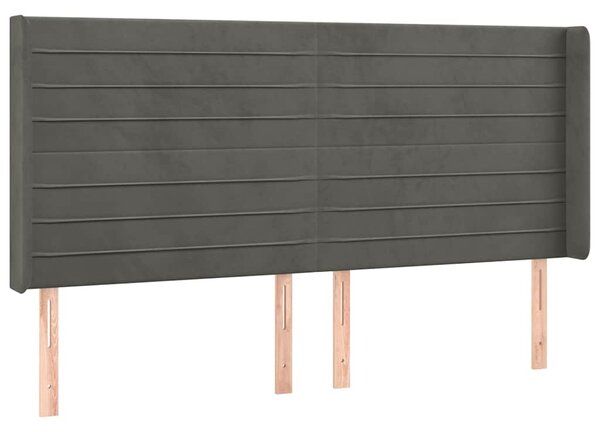 Čelo postele typu ušák tmavě šedé 163x16x118/128 cm samet 3119775