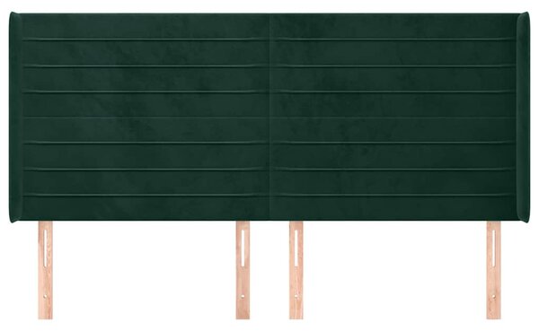 Čelo postele typu ušák tmavě zelená 163x16x118/128 cm samet 3119777