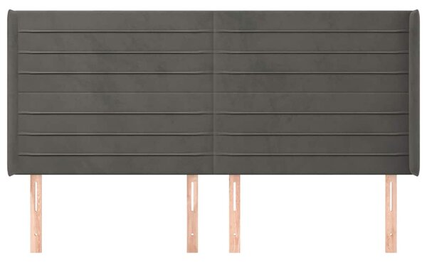 Čelo postele typu ušák tmavě šedé 163x16x118/128 cm samet 3119775