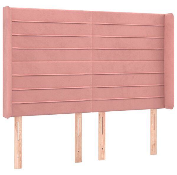 Čelo postele typu ušák růžové 147x16x118/128 cm samet 3119773
