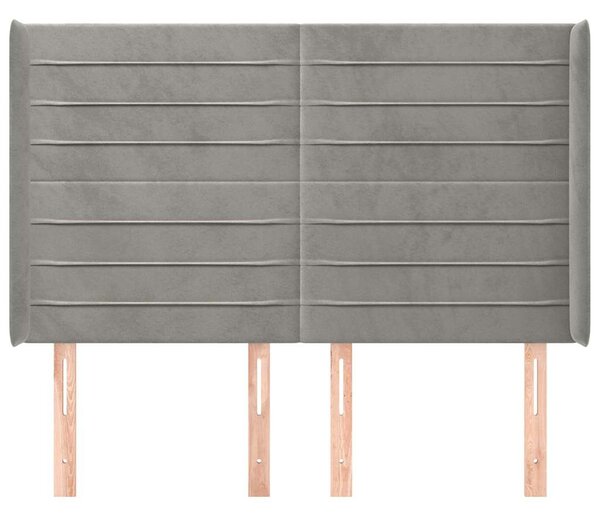 Čelo postele typu ušák světle šedé 147x16x118/128 cm samet 3119768