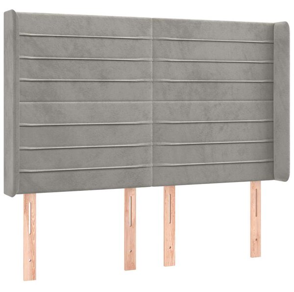 Čelo postele typu ušák světle šedé 147x16x118/128 cm samet 3119768