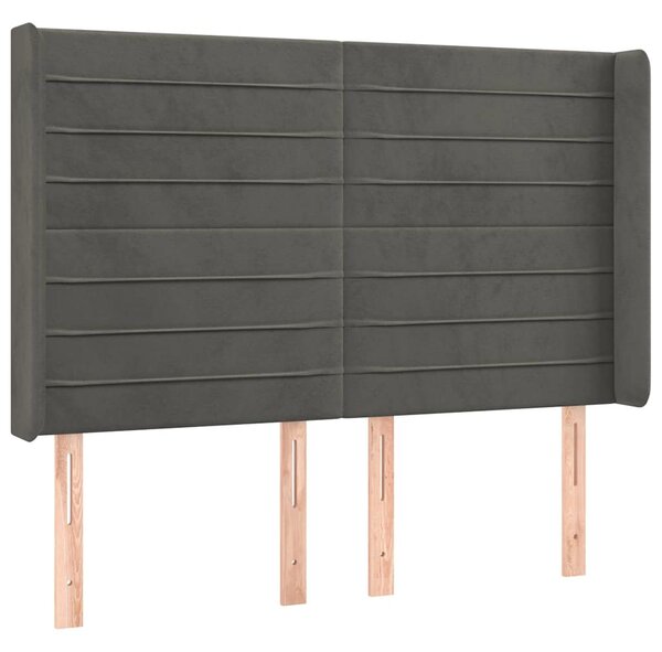 Čelo postele typu ušák tmavě šedé 147x16x118/128 cm samet 3119769
