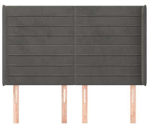 Čelo postele typu ušák tmavě šedé 147x16x118/128 cm samet 3119769