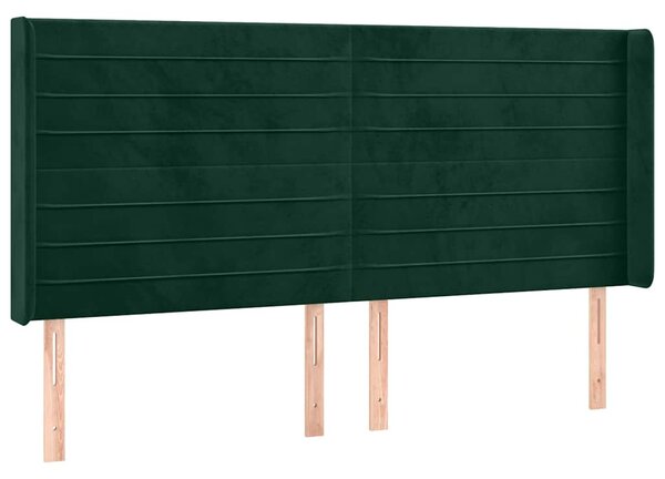 Čelo postele typu ušák tmavě zelená 163x16x118/128 cm samet 3119777