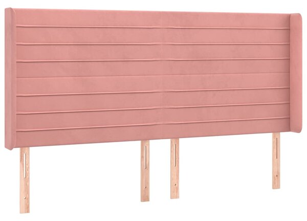 Čelo postele typu ušák růžové 163x16x118/128 cm samet 3119779