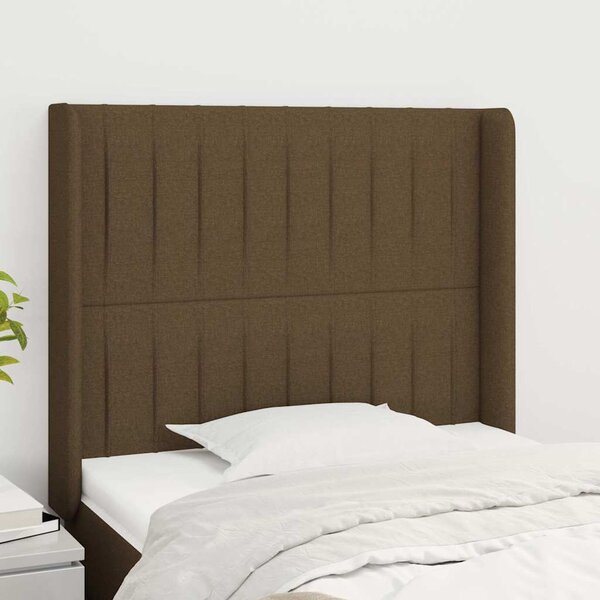 Čelo postele typu ušák tmavě hnědé 93x16x118/128 cm textil 3119803